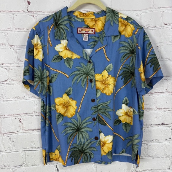 Vintage Caribbean Joe Women’s Hawaiian Shirts L Floral Aloha Tropical Vacation - Picture 9 of 12
